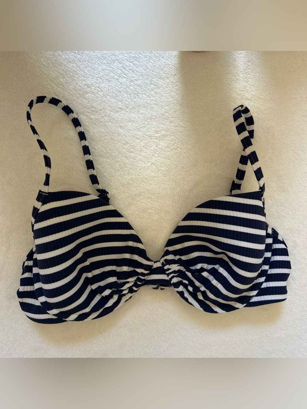 aerie Navy and White Striped Bikini top